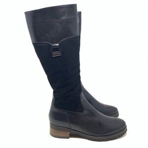 Luca Grossi Size 37 Black Leather Suede Shearling Knee High Boots